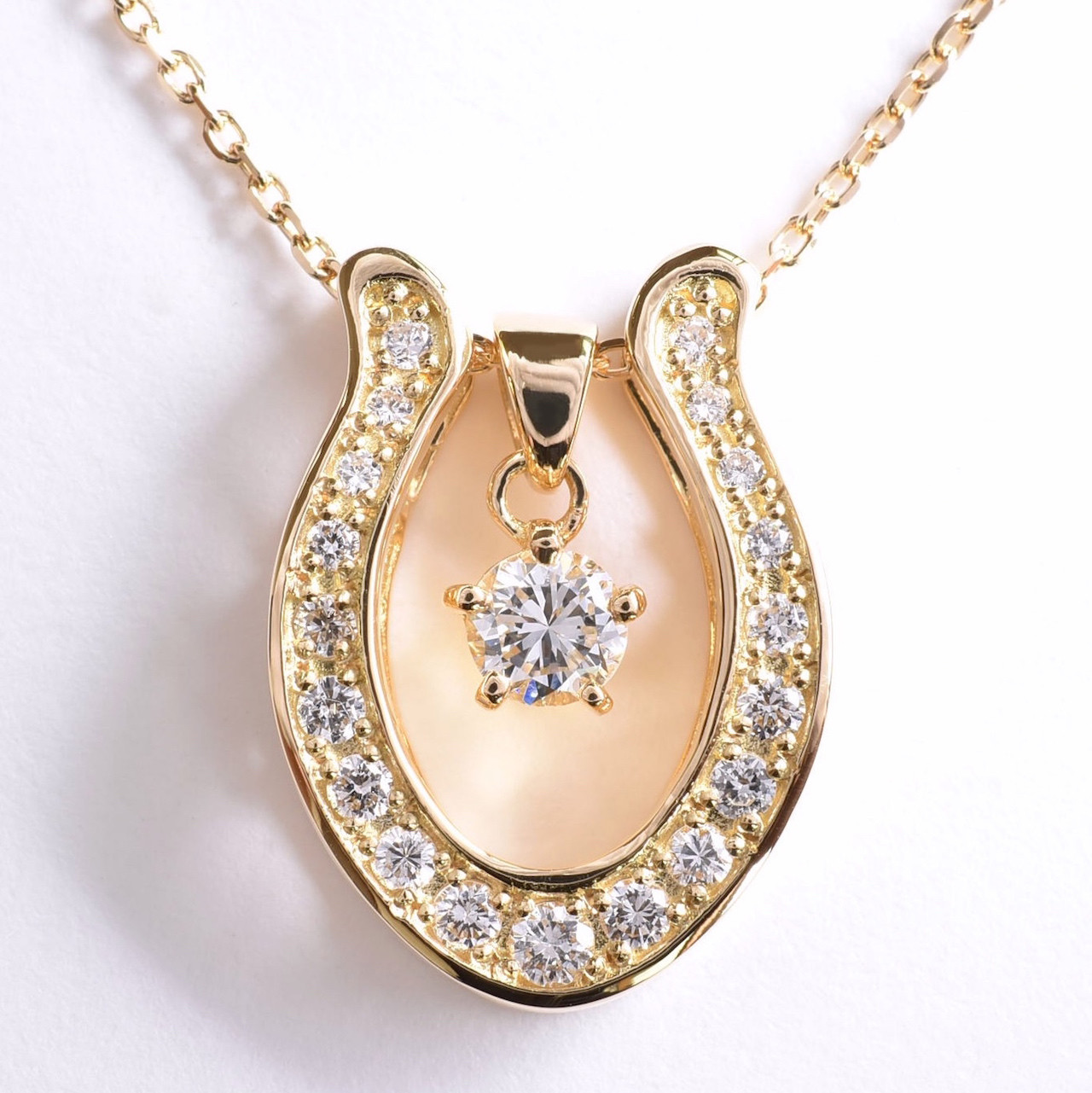 K18WG ダイヤモンド ペンダントネックレス 0.18ct 馬蹄の+atop.com.ar